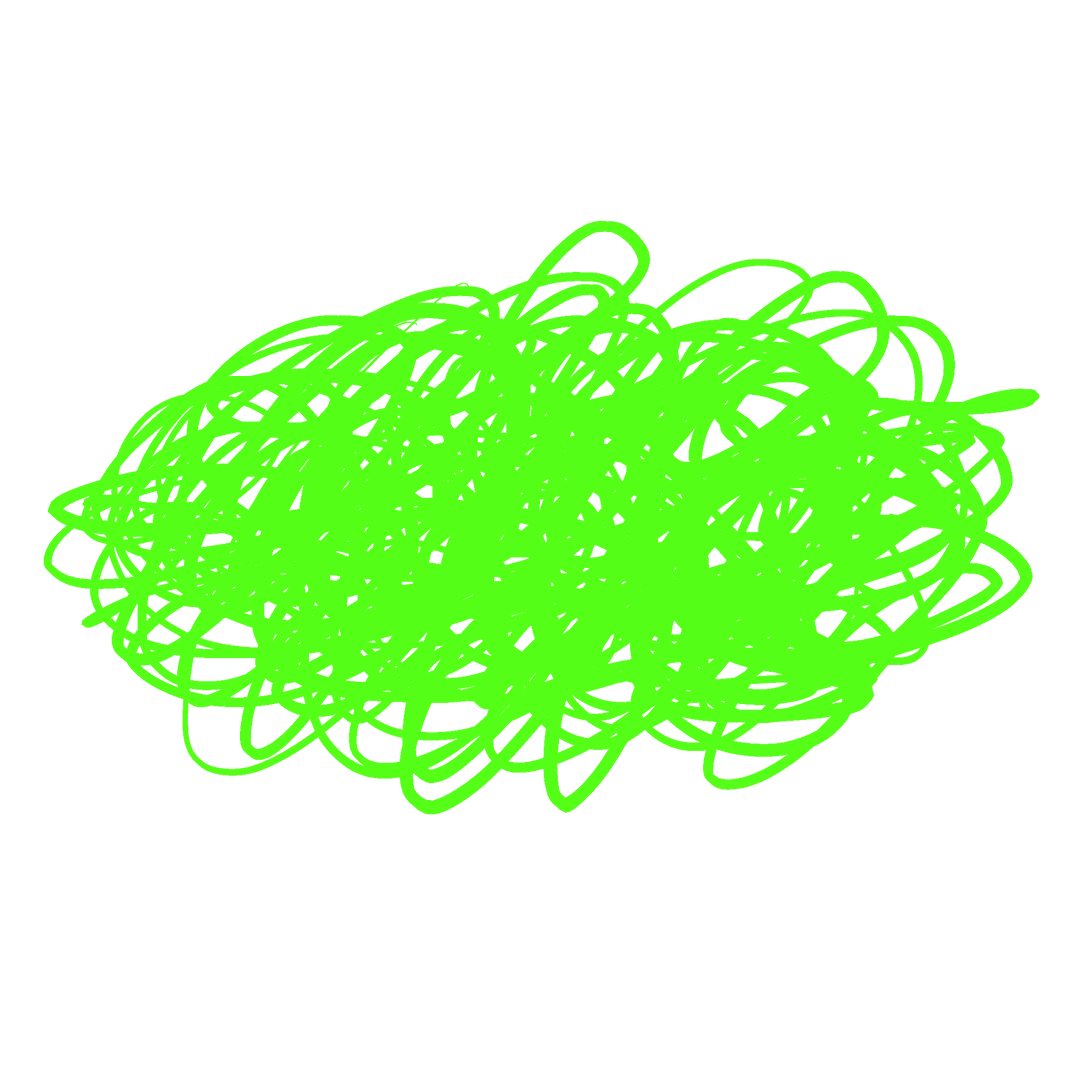 Neon Green Scribbled Doodle on Transparent Background for Modern Design