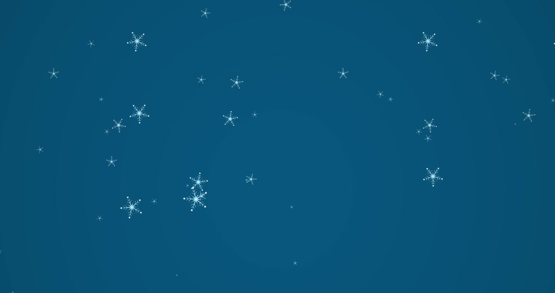 Scattering of Snowflakes on Deep Blue Background