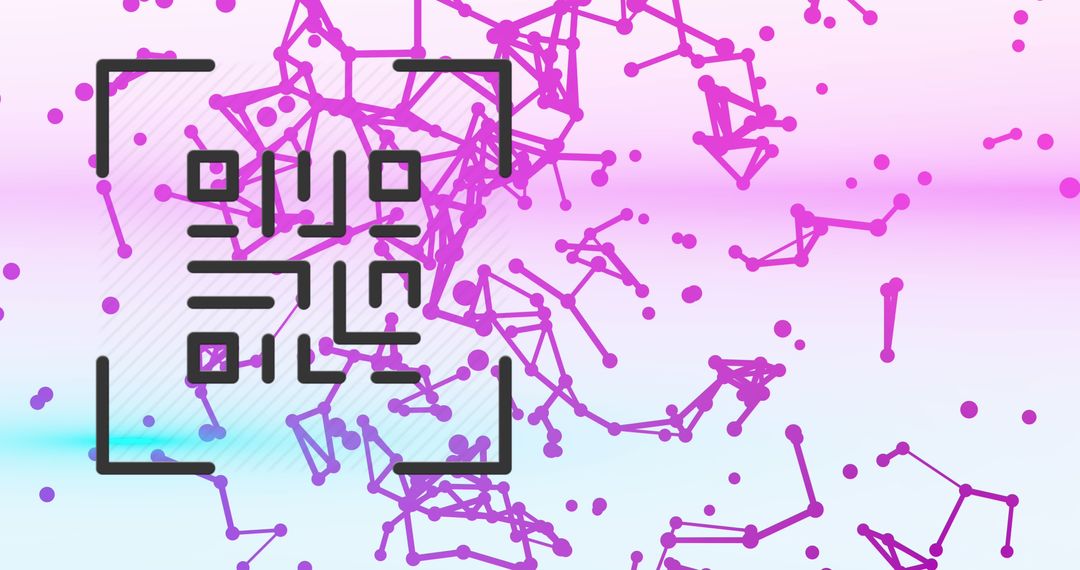 QR Code with Abstract Connections on Pastel Gradient