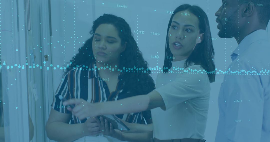 Diverse Business Professionals Analyzing Digital Financial Data with Technology