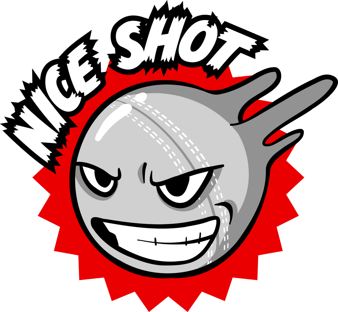 Energetic Cartoon Baseball with Fierce Expression, Transparent Background