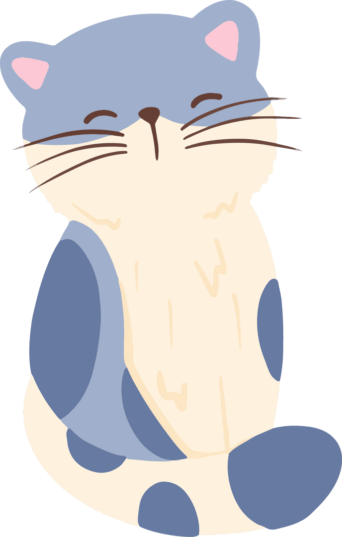 Charming Cartoon Cat Illustration with Transparent Background