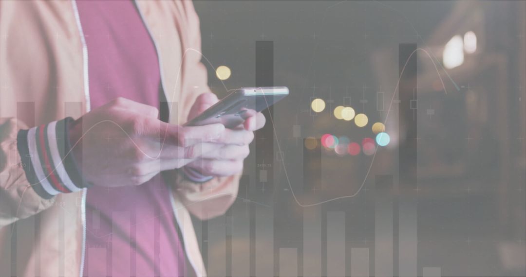 Busy Professional Analyzing Financial Data on Smartphone