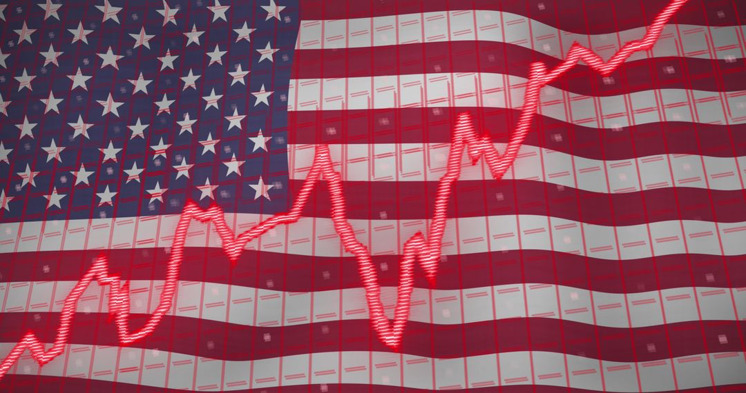 US Economy Analyzed: Digital Data Graph with American Flag - Free Images, Stock Photos and Pictures on Pikwizard.com