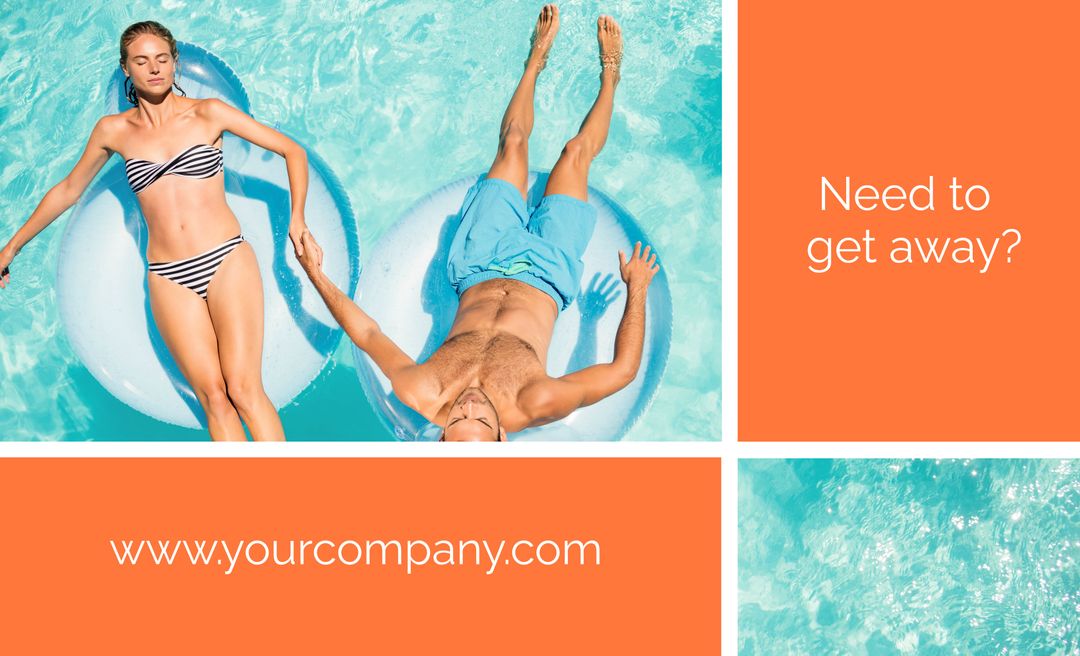 Couple Relaxing in Swimming Pool Inspires Getaway Adventure