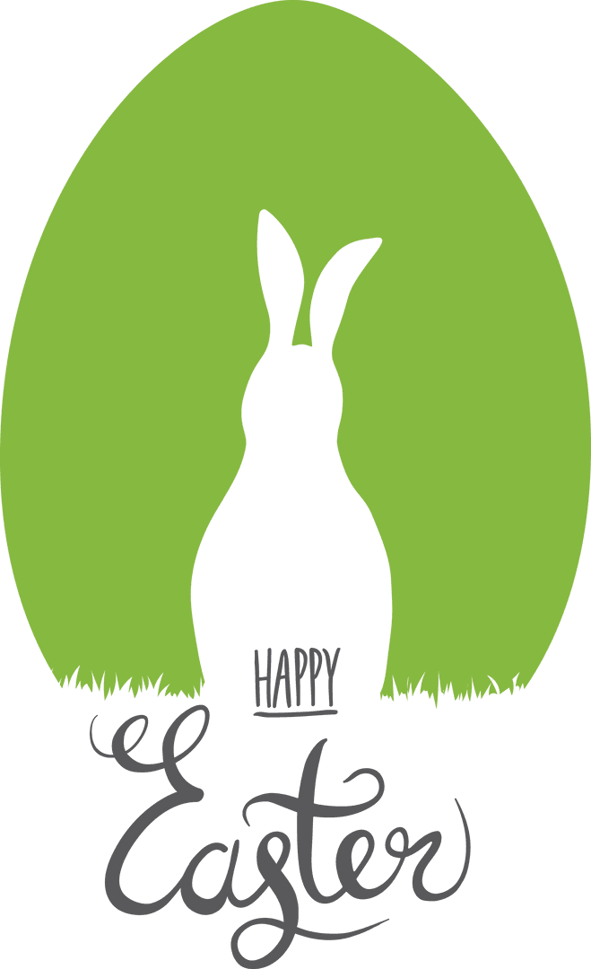 Easter Bunny and Egg Illustration on Transparent Background