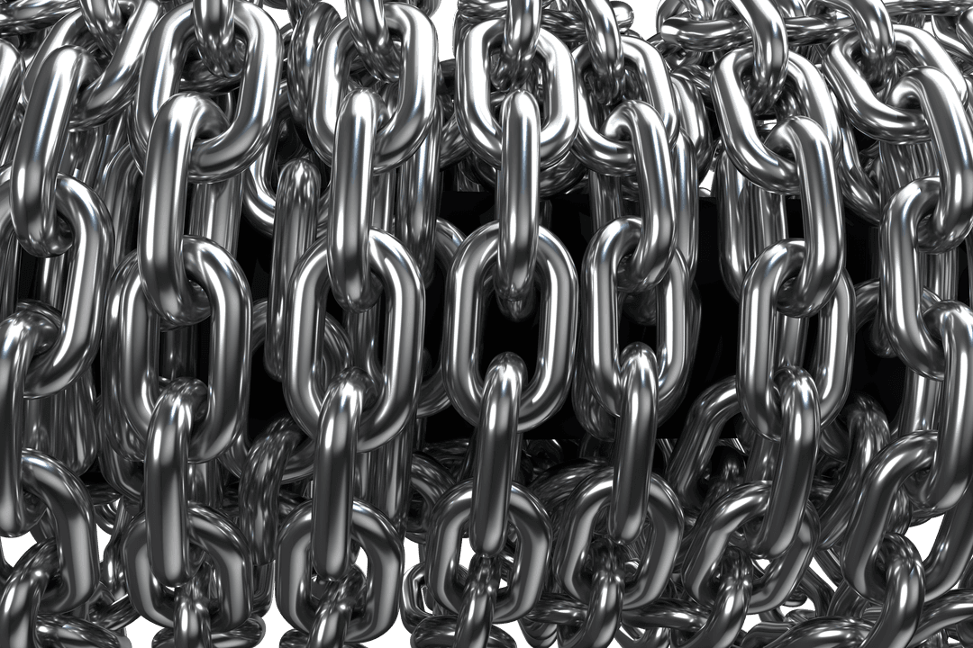 Full Frame Shot of Shining Silver Chains on Transparent Background