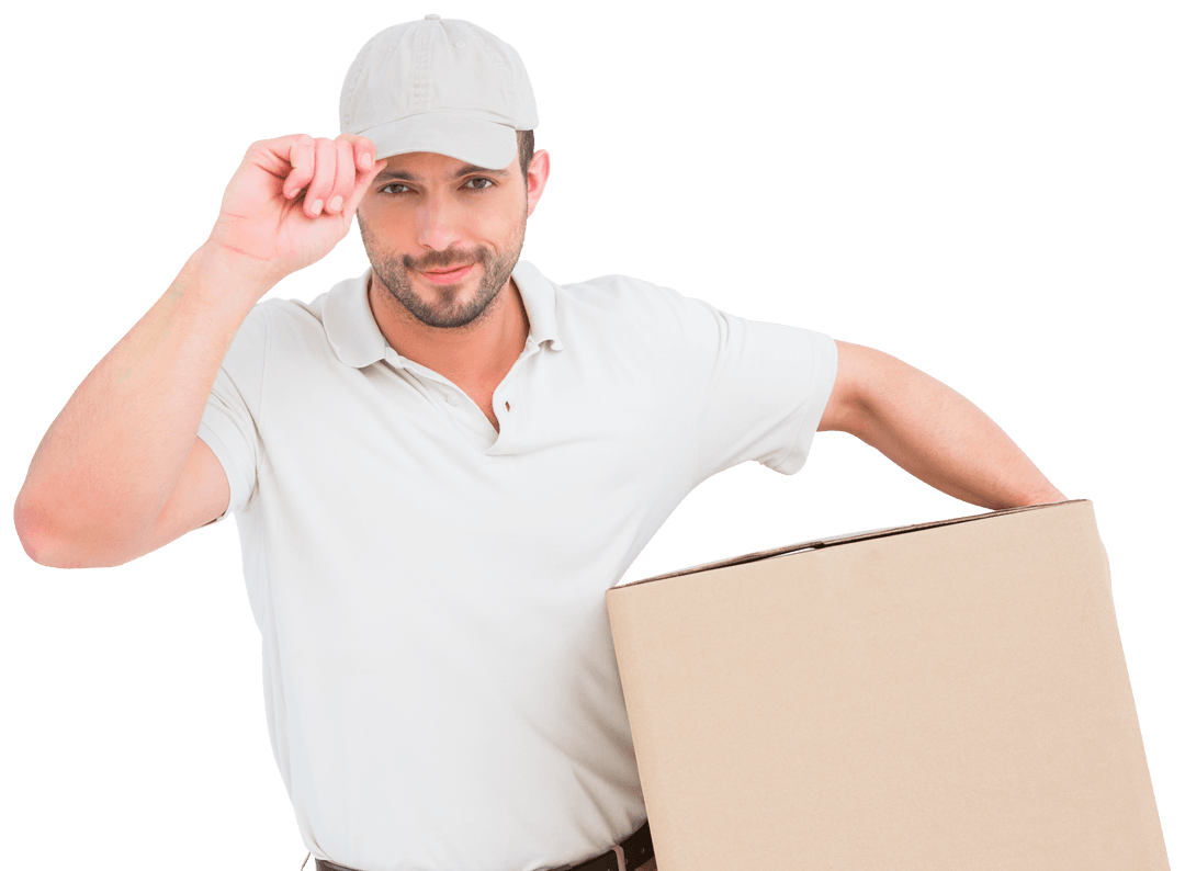 Transparent Delivery Man Tipping Caps with Box