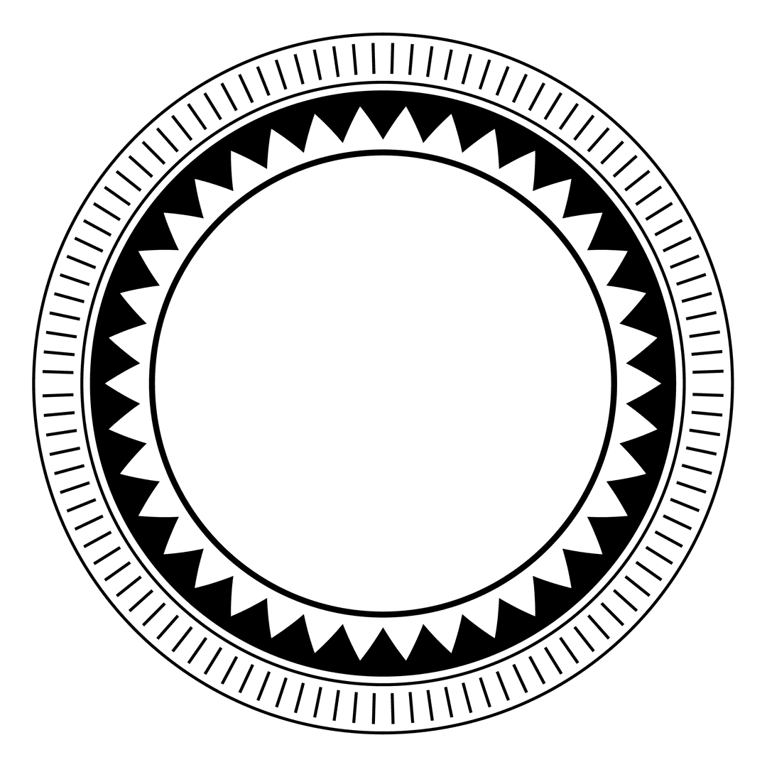 Intricate Black Decorative Circle on Transparent Background