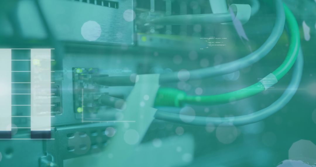 Digital Connection: Cables and Data Blurred in Server Room