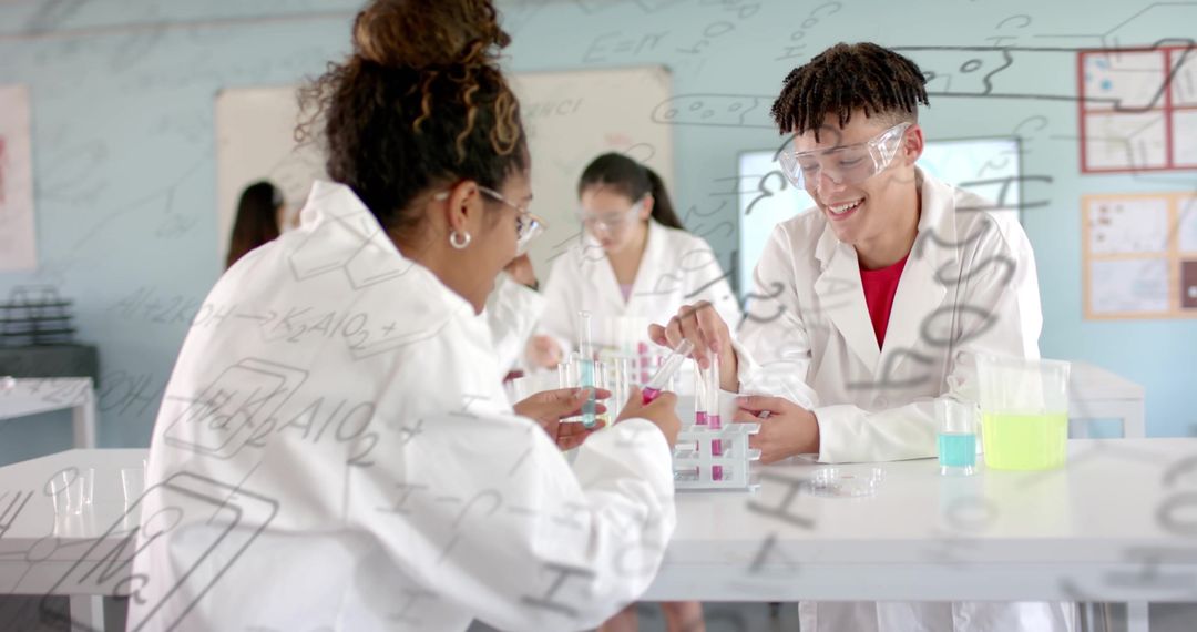Diverse Students Collaborating in Chemistry Laboratory