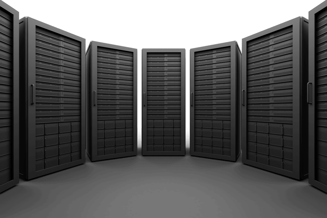 Transparent Digital Illustration of Server Cabinets