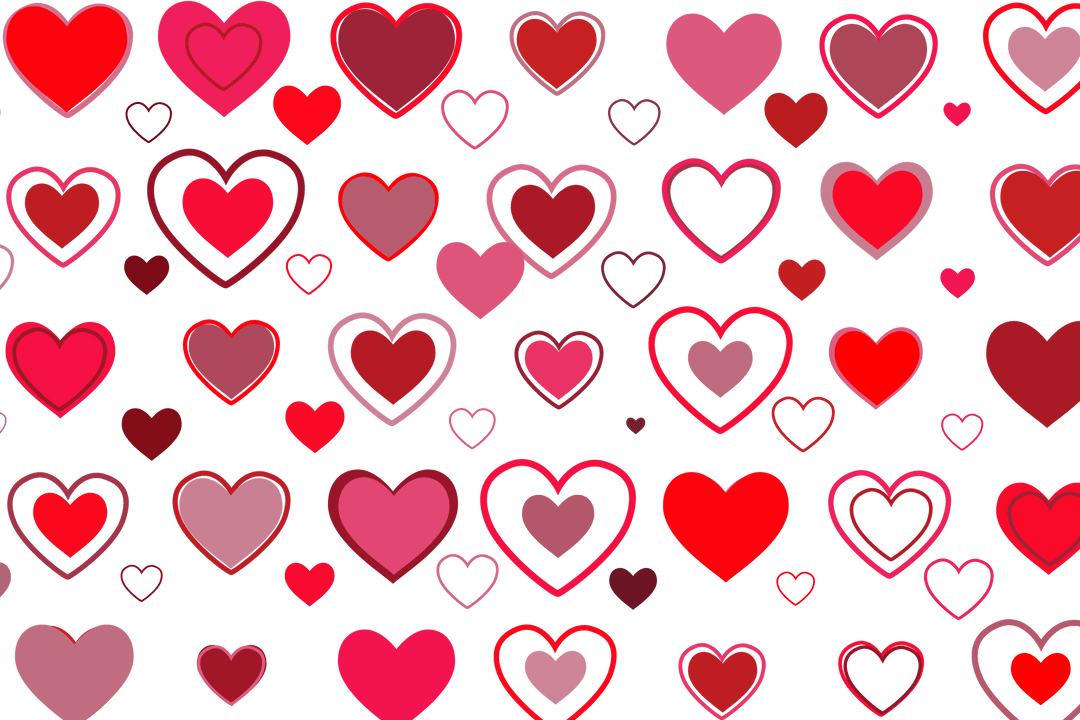 Valentine's Day Hearts Seamless Pattern on Transparent Background