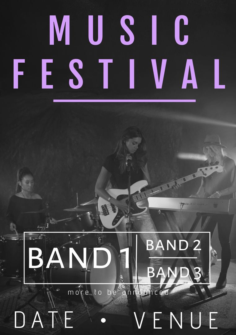 Live Band Performance Poster for Music Festivals and Events - Download Free Stock Templates Pikwizard.com