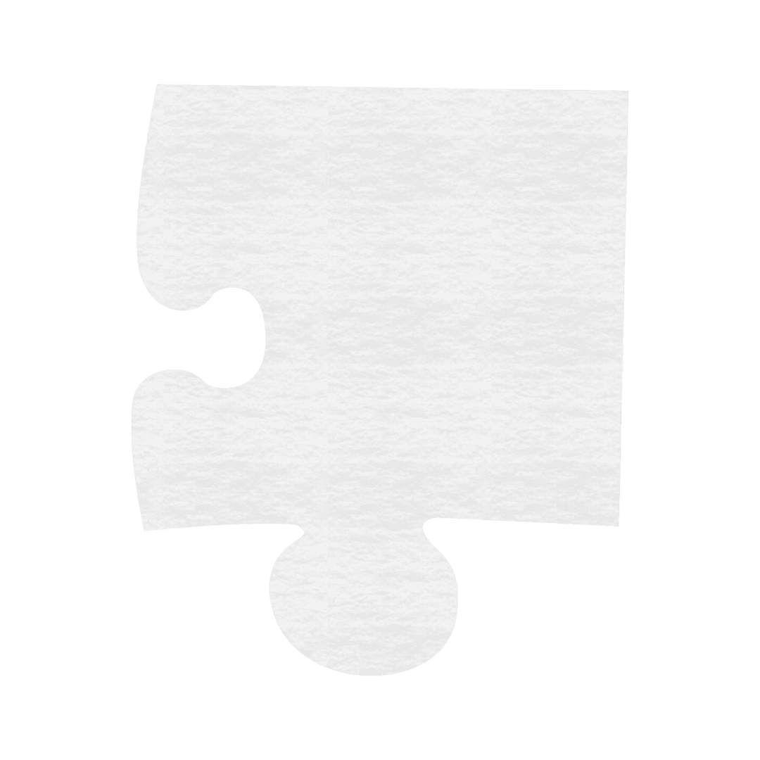 White Puzzle Piece with Copy Space on Transparent Background
