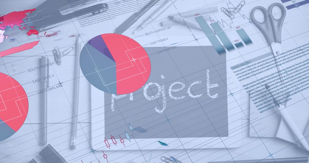 Digital Infographic Overlay on Tablet with Project Documentation