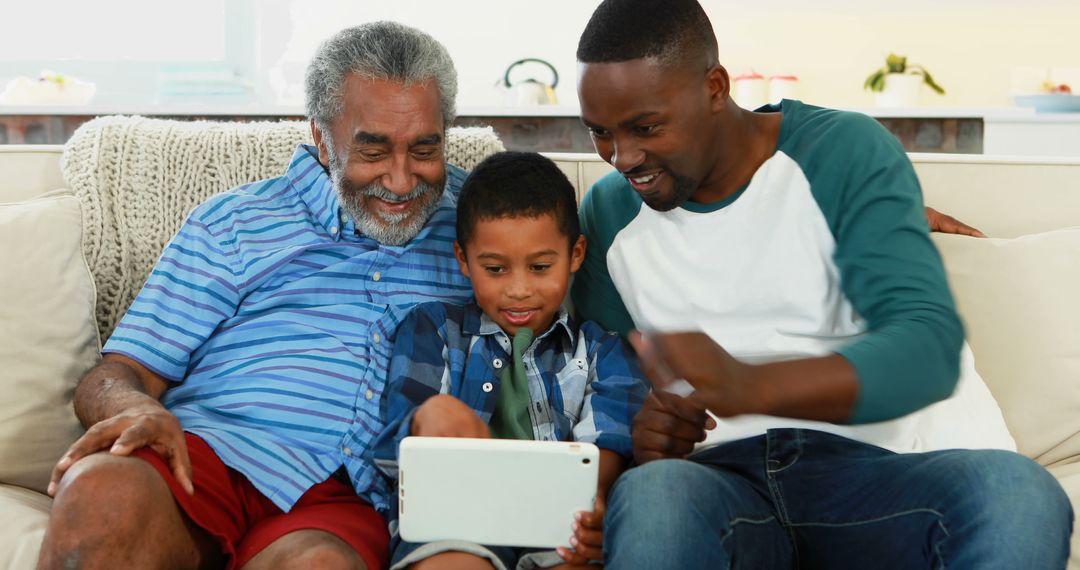 Grandfather, Father and Son Bonding While Using Tablet - Free Images, Stock Photos and Pictures on Pikwizard.com