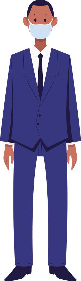 Businessman Wearing Face Mask Vector on Transparent Background
