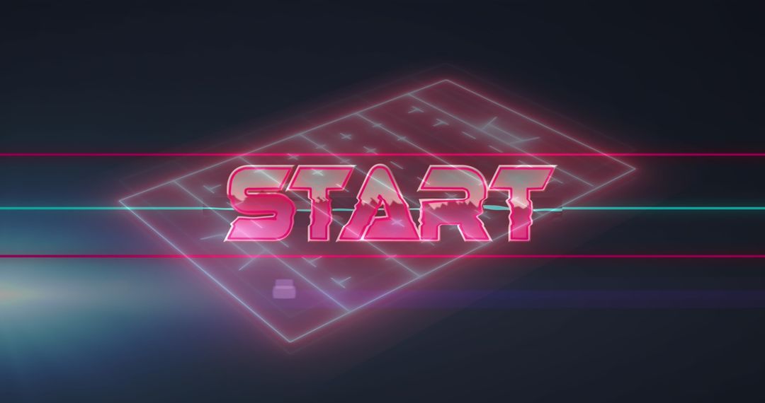 Neon Futuristic Start Text Over Virtual Sports Stadium