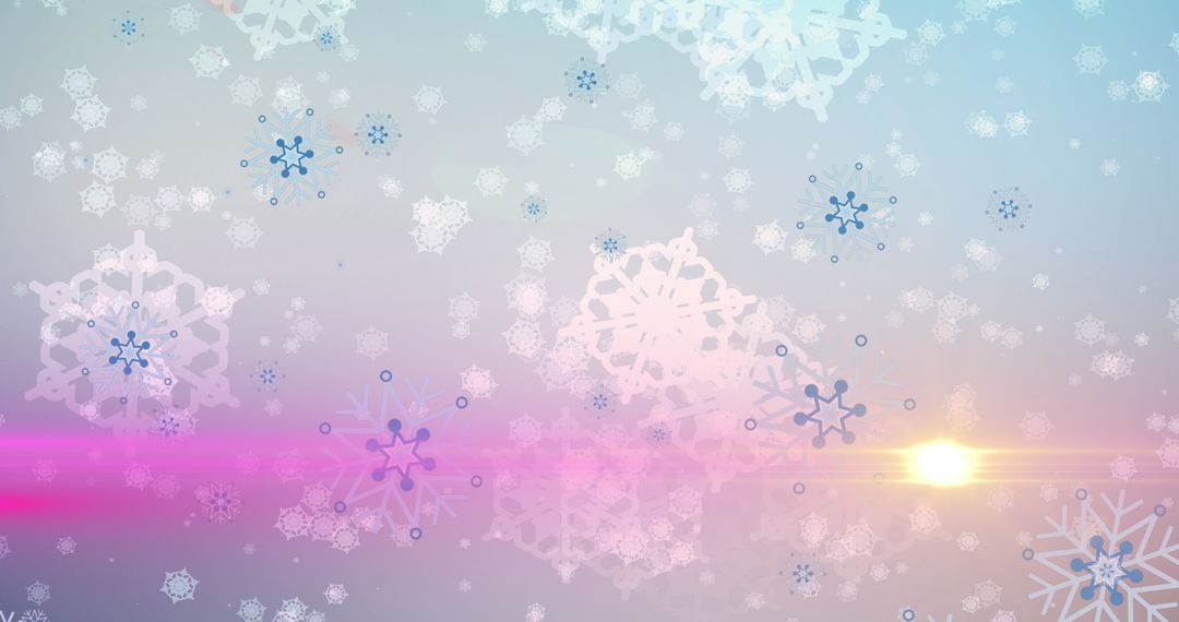 Digital Snow Flakes on Sunset Backdrop