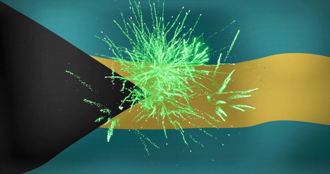 Colorful Fireworks Exploding Over Bahamas Flag