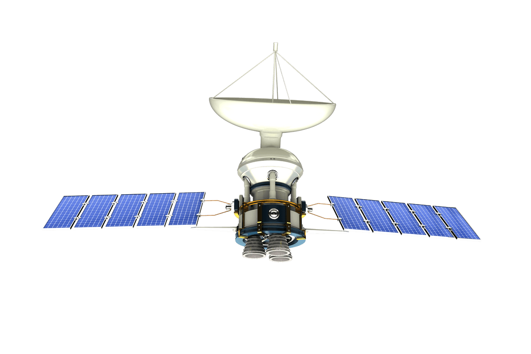 Transparent 3D Solar Satellite with Detailed Components