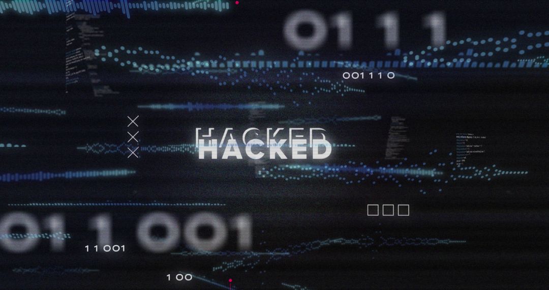 Hacked Text with Digital Soundwaves and Codes Illustration