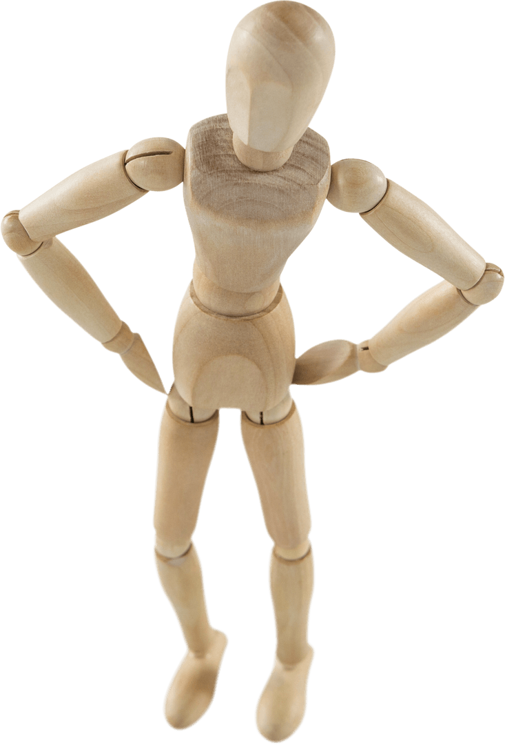 Attitude Expression with Wooden Mannequin on Transparent Background