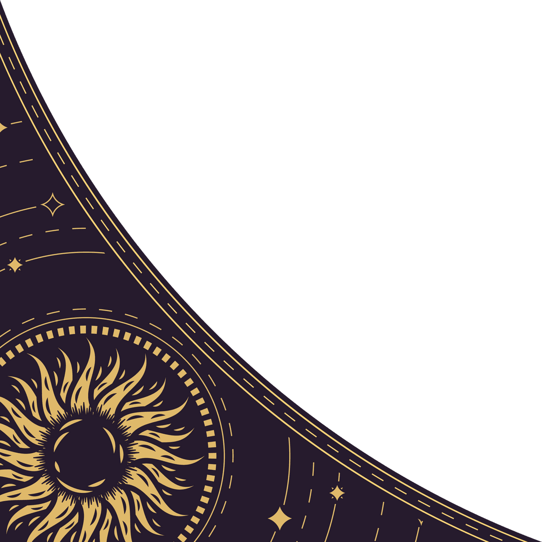 Abstract Sun Illustration with Stars on Transparent Background