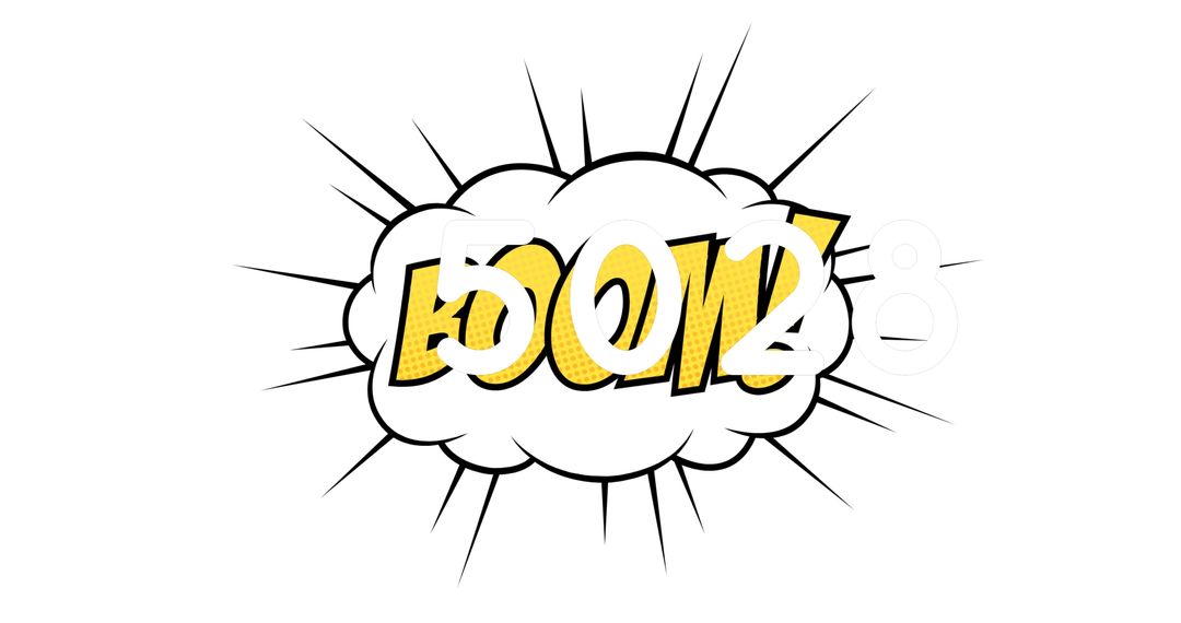 Comic Style Boom Explosion with Numbers on White Background