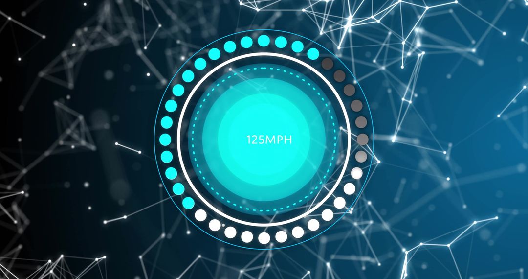 Futuristic Speedometer on Digital Network Background