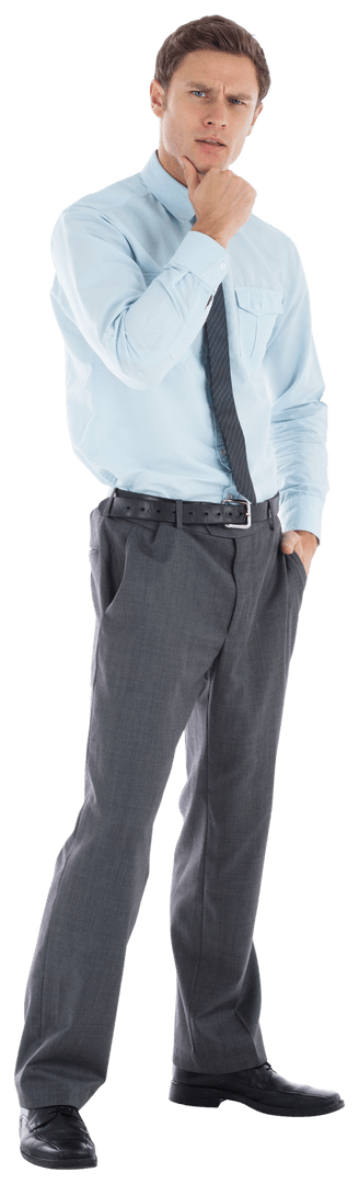 Transparent Businessman Pondering Thoughtfully