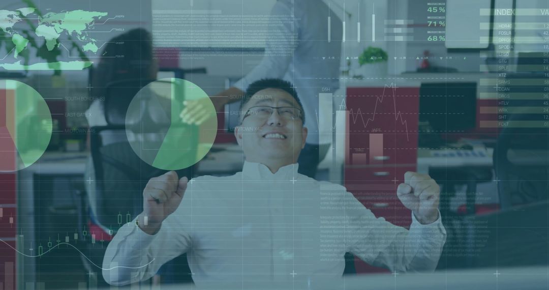 Financial Success and Data Analysis Celebration in Office