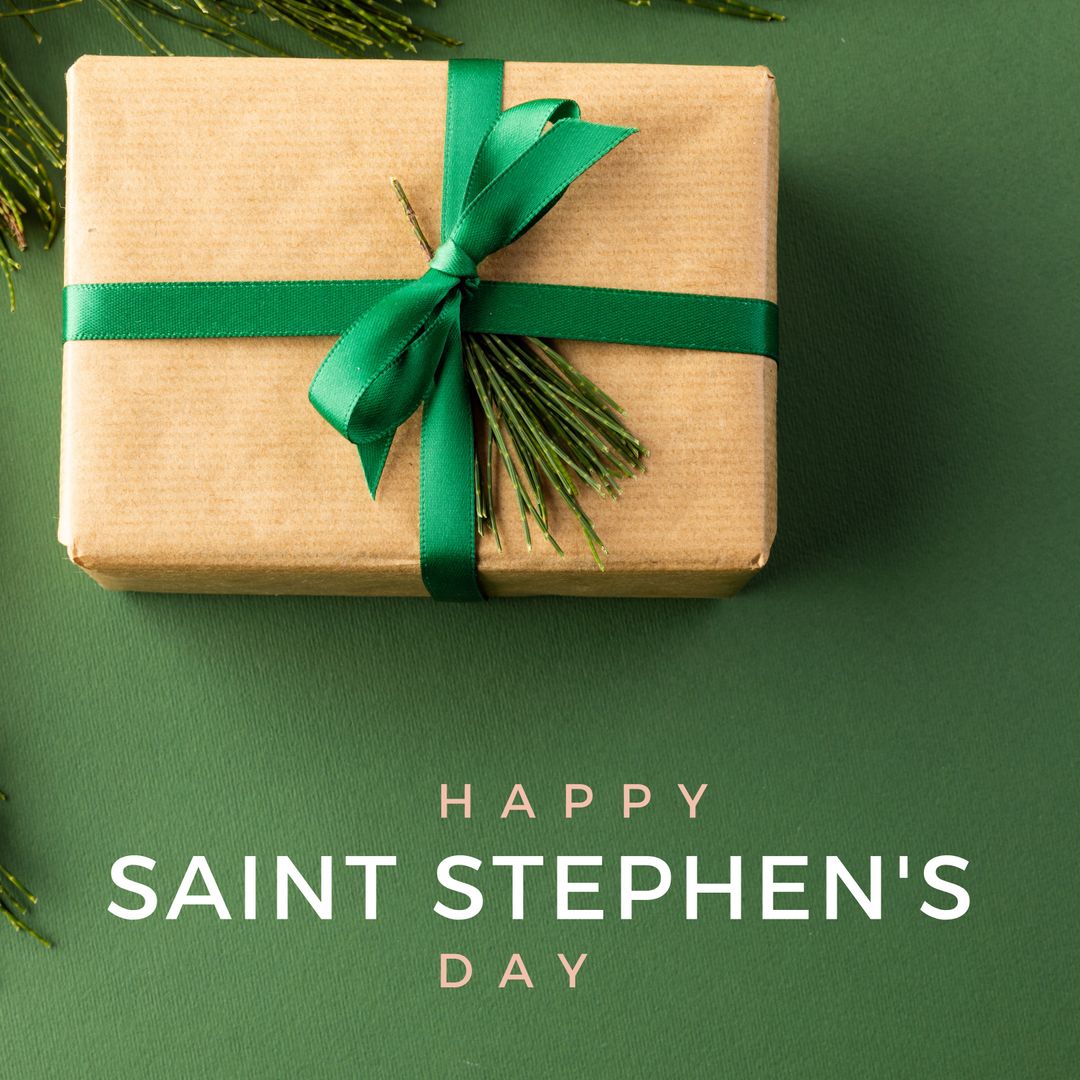 Saint Stephen's Day Gift and Greeting Card on Green Background