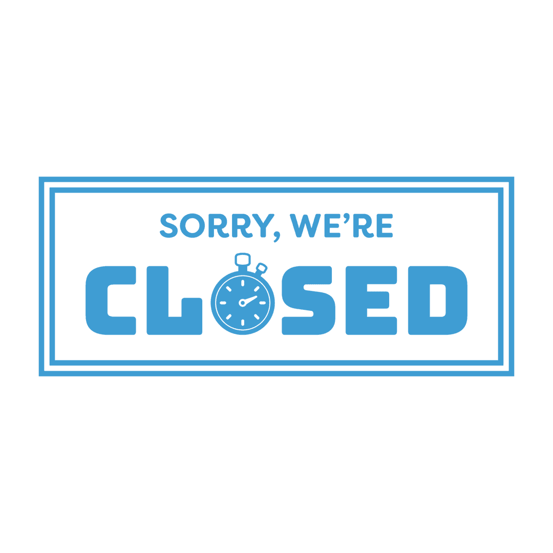 Transparent Sorry We Are Closed Vector with Puffy Letters