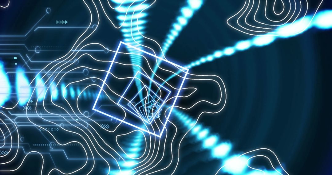 Abstract Futuristic Digital Circuit with Illuminated Patterns