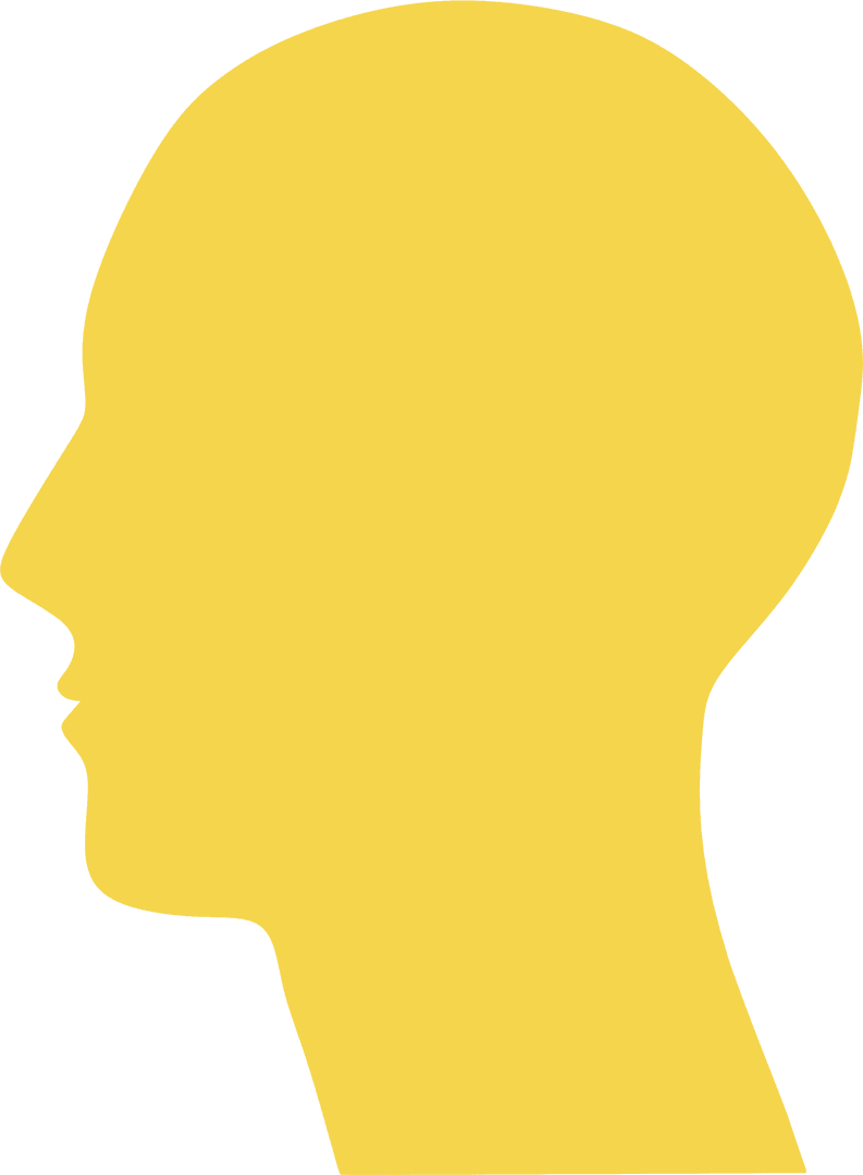 Yellow Profile Silhouette Illustration on Transparent Background