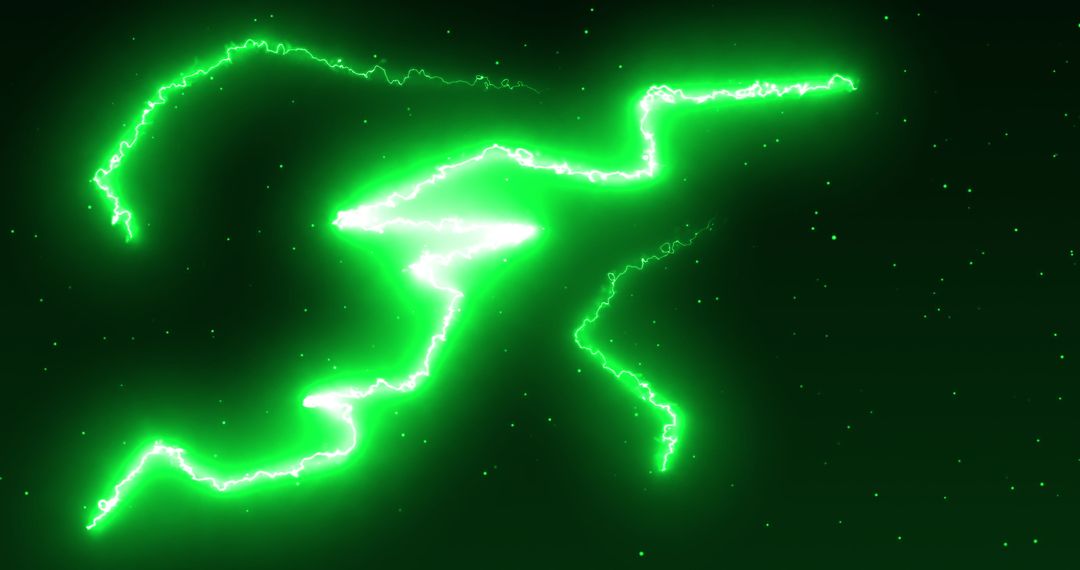 Green Lightning Bolts with Dynamic Electrical Current