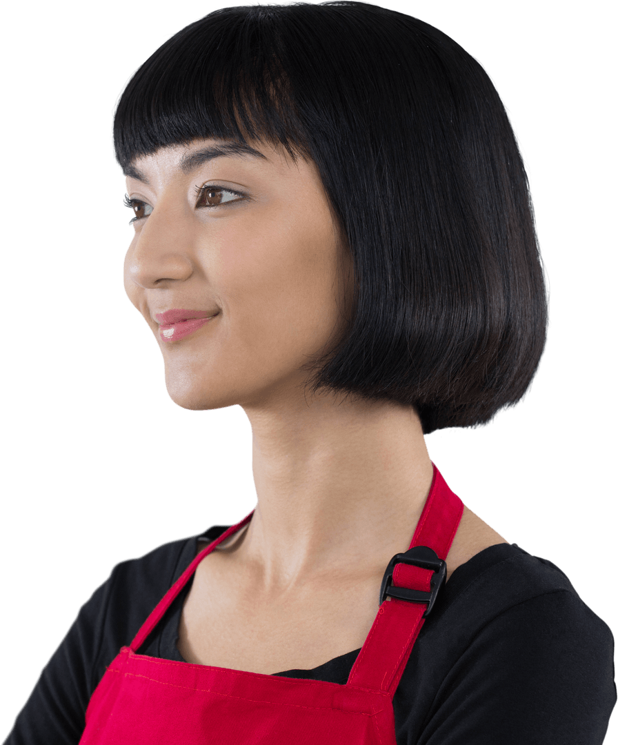 Transparent Smiling Businesswoman with Short Black Hair