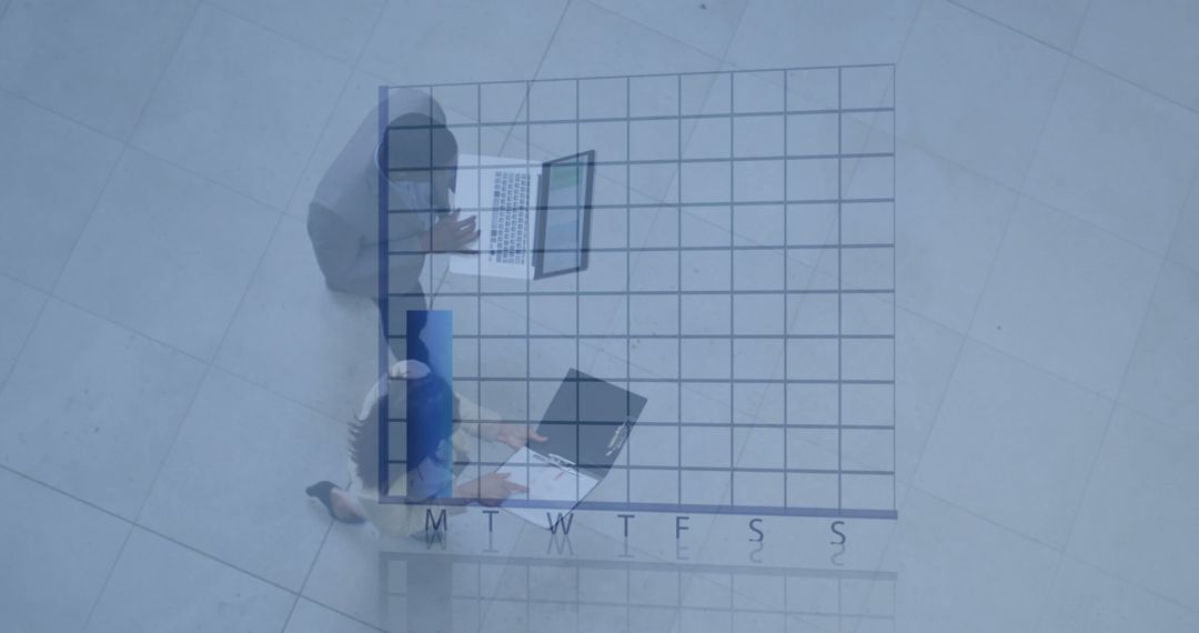 Business Team Analyzing Data and Statistics with Digital Overlay