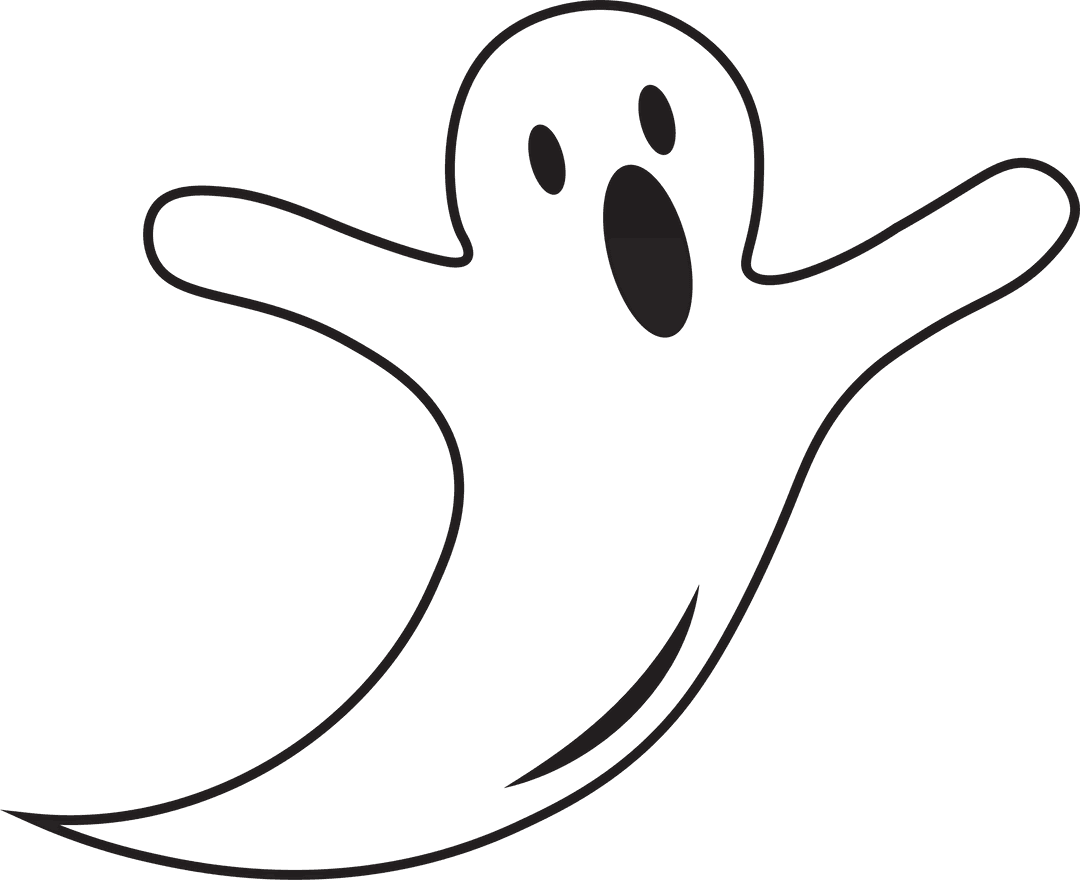 Hand-drawn Ghost Silhouette on Transparent Background