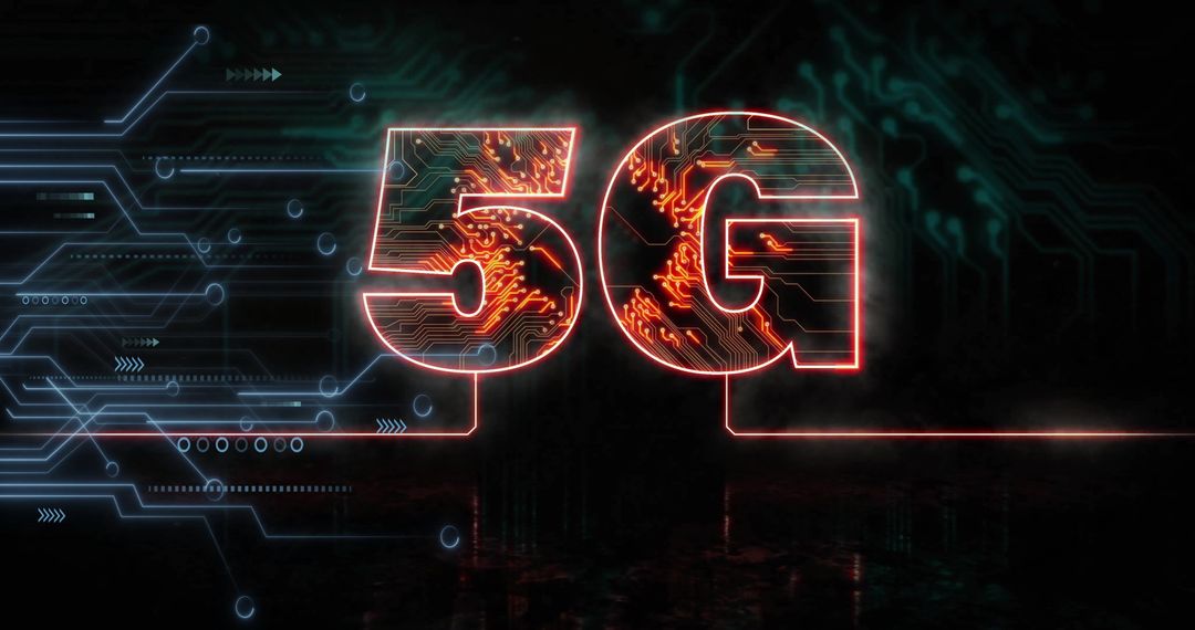 5G Technology and Digital Circuitry Themed Graphic Design