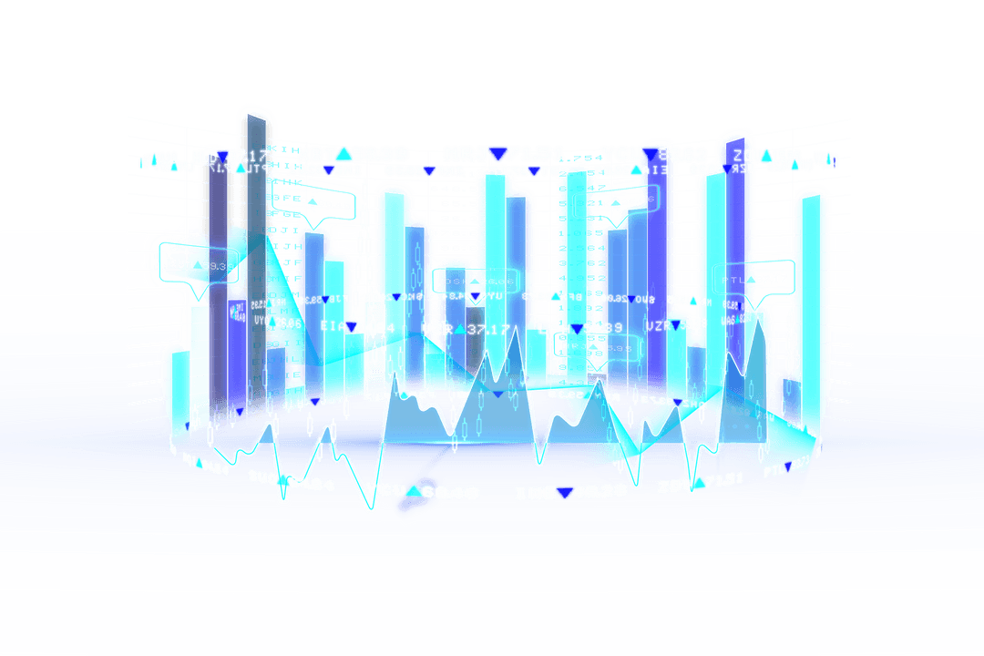 Blue Transparent Stock Market Chart Illustration on Transparent Background