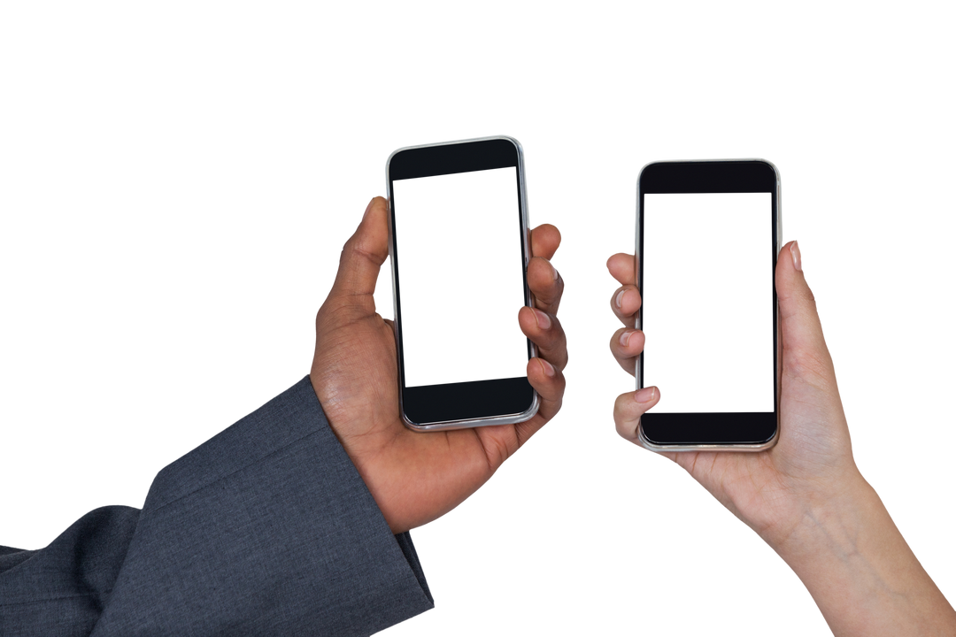 Close-Up of Hands Holding Transparent Mobile Phones After Business Meeting - Download Free Stock Images Pikwizard.com