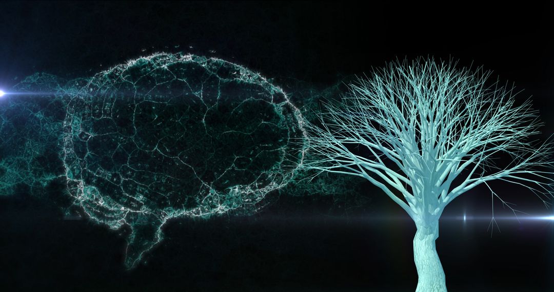 Digitized Brain With Tree Represents Innovative Thought Process