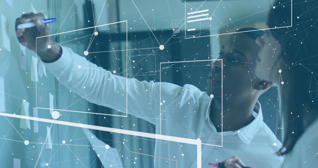 Businessman Analyzing Digital Interface and Data in Office