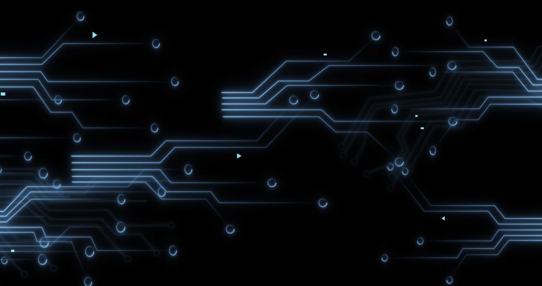 Abstract Circuit Board with Blue Data Light Traces