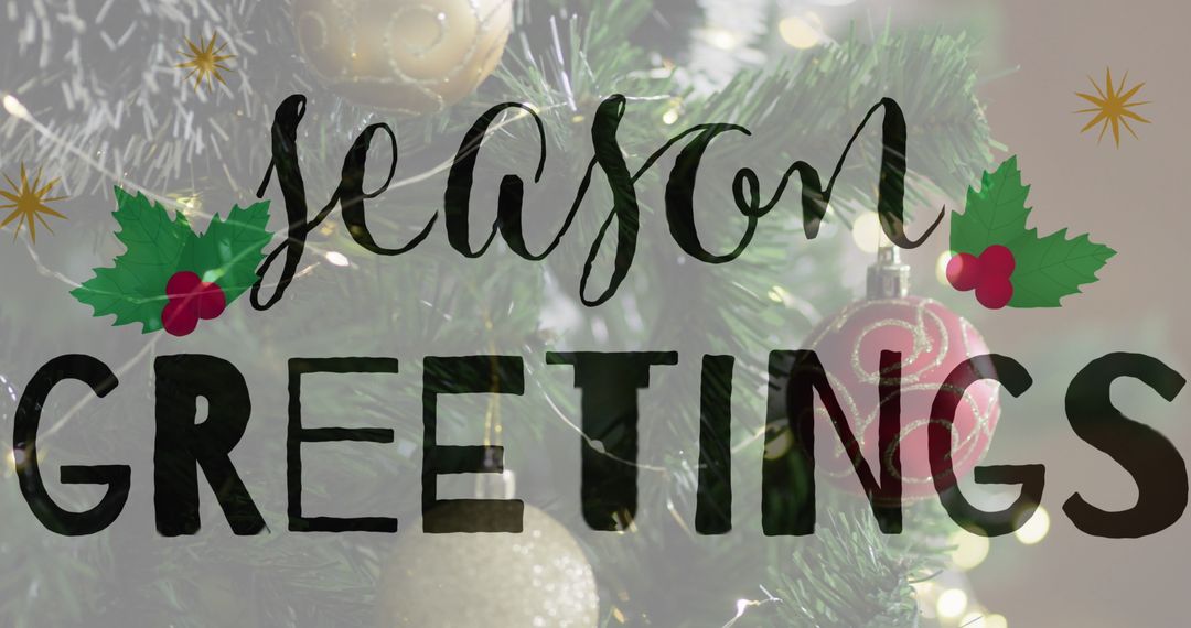 Festive Season's Greetings with Christmas Tree and Ornaments