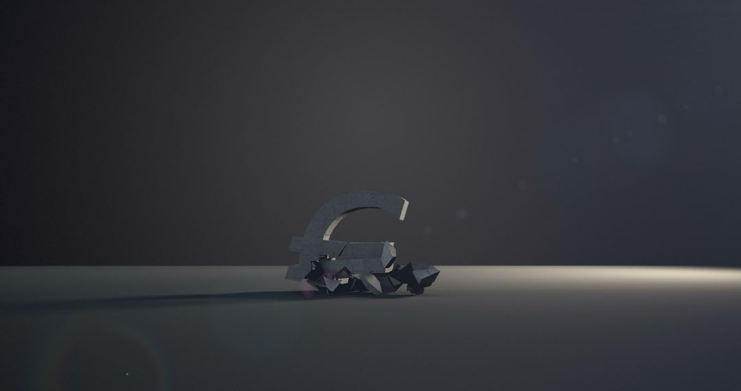 Euro Sign Shattered on Dark Surface with Dramatic Light