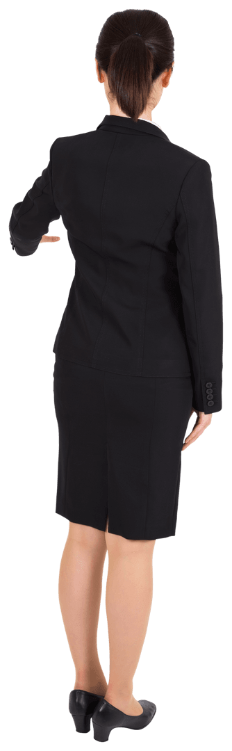 Businesswoman Pointing Back View on Transparent Background